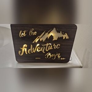 Wooden Adventure Sign with LED Light